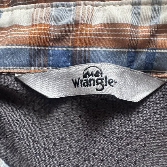 Wrangler Shirt Men’s XL Button Down Plaid Brown Blue White - Picture 3 of 10